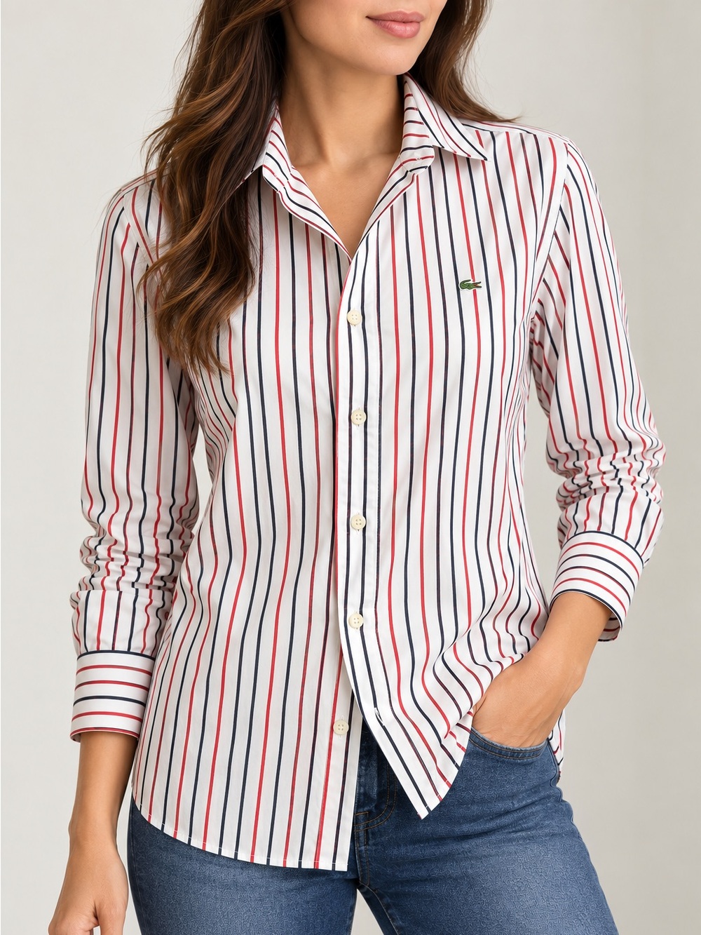 LACOSTE STRIPED BUTTON DOWN SHIRT Size 38